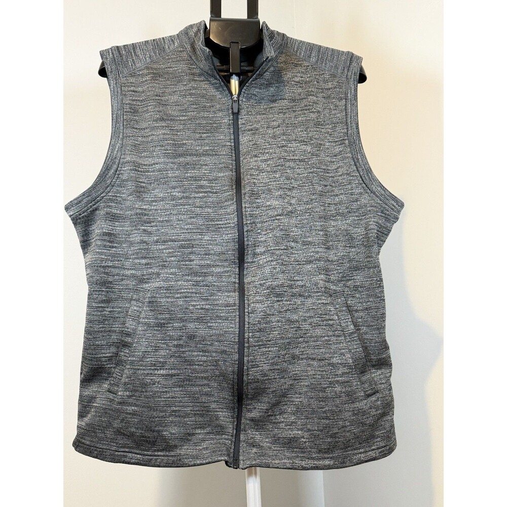 Pro Tour Coolplay Men's Gray Flecked Full-Zip Golf Vest Knit Pockets Size L